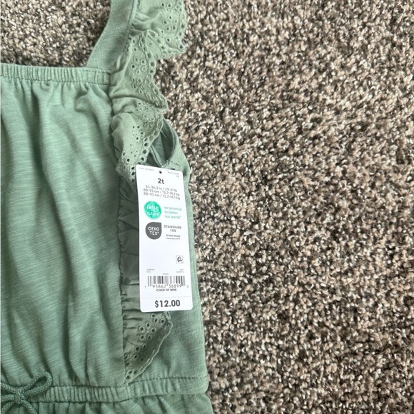 Carter's Toddler Girl Sage Green Eyelet Romper Size 2T NWT - Picture 2 of 3